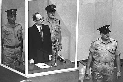 Defendant Adolf Eichmann at his trial at Jerusalem - photo: © Government Press Office - State of Israel