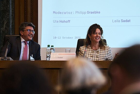 Professor René Fernando Urueña Hernández (left) and Professor Leila Sadat (right)