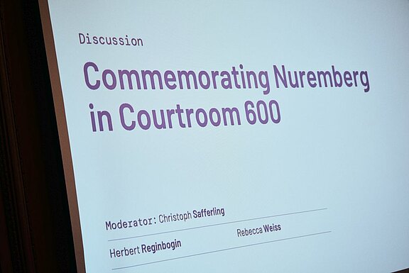 Discussion titled “Commemorating Nuremberg in Courtroom 600”